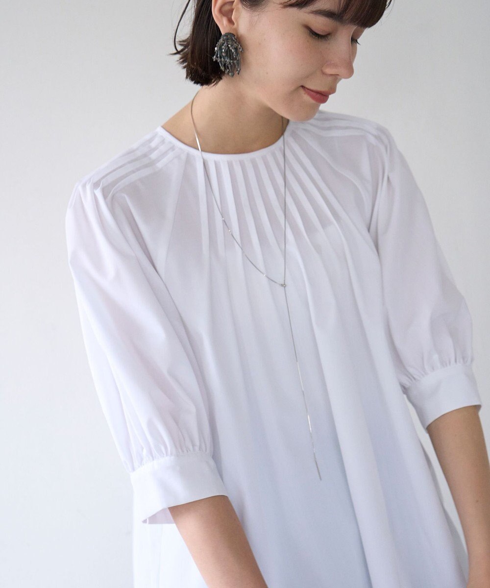 UNFILO イージーケア ピンタックブラウス 