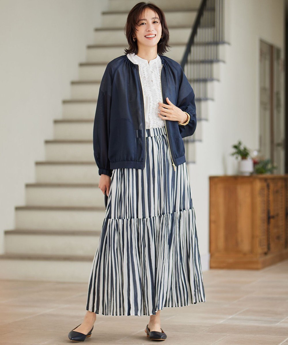 自由区 【洗える】ソフトリネンフリルディティール ブラウス 