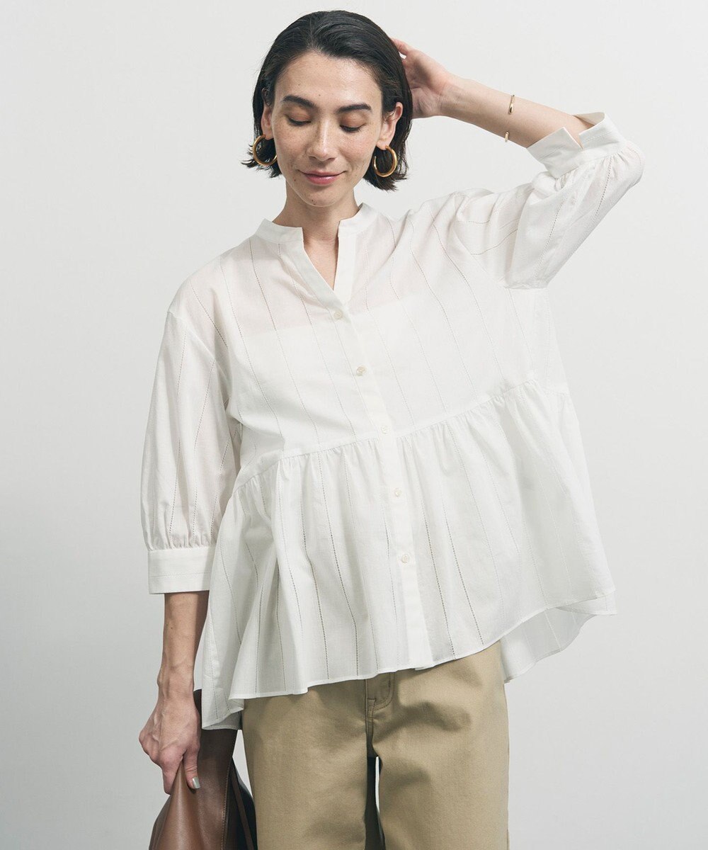 UNFILO ペプラム ギャザーブラウス 