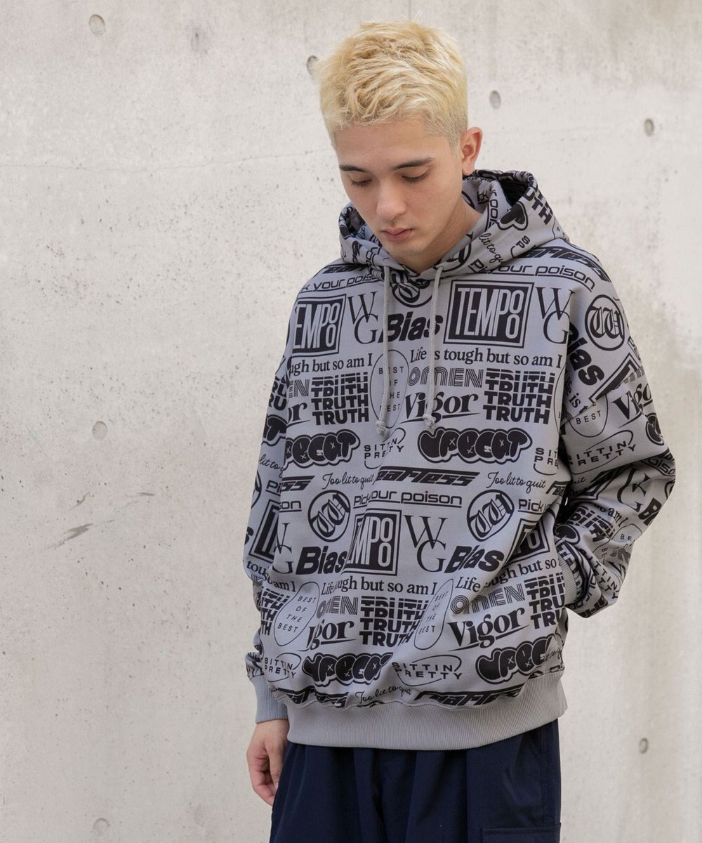 WEGO 総柄BIGプルパーカー 