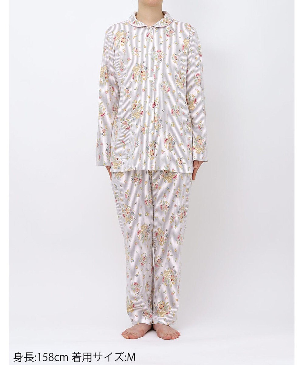 WACOAL パジャマ 長袖 長ズボン 綿100%(本体) スムース素材 ミントン レディース NDX561 /ワコール 