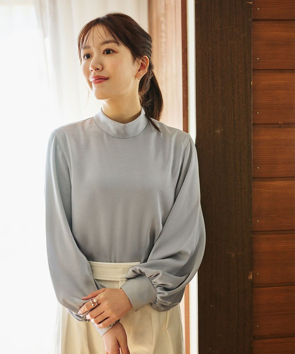 #Newans 【ストレッチ】〈花乃まりあさんコラボ〉ハイネックブラウス 