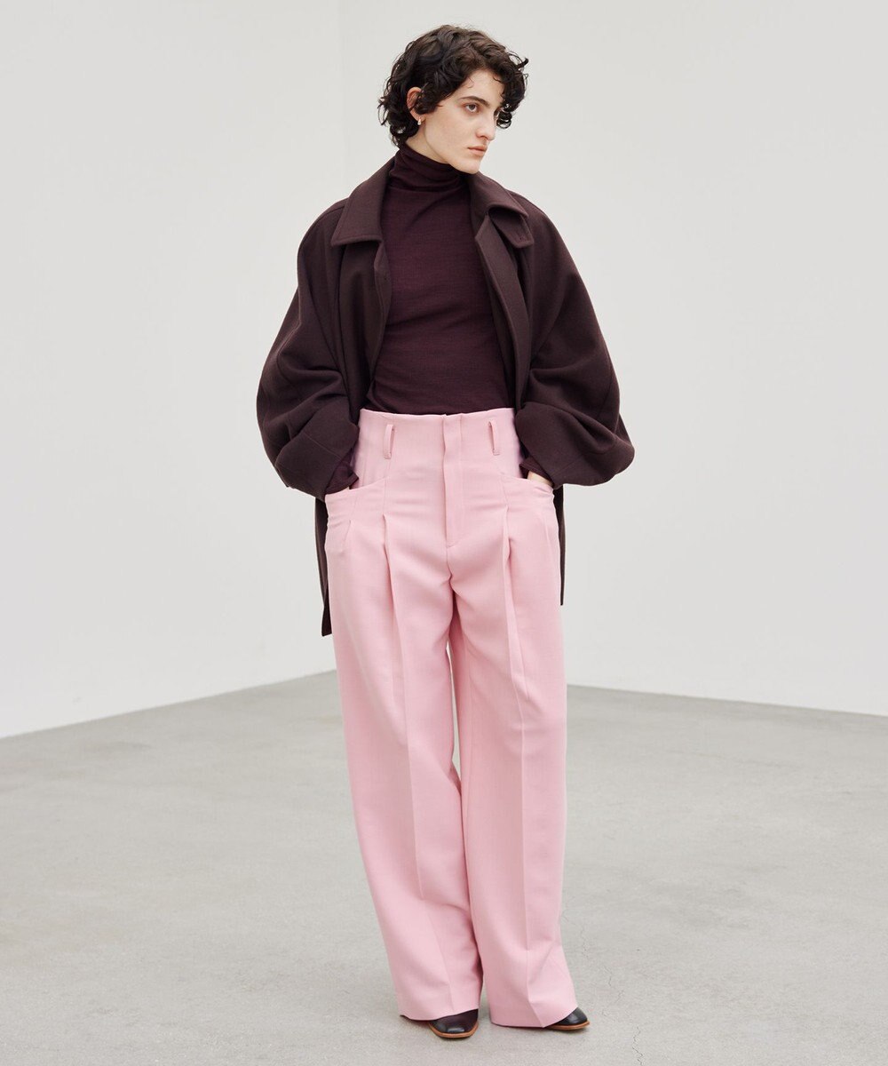 BEIGE， LAC / 2WAYストレッチワイドタックパンツ 