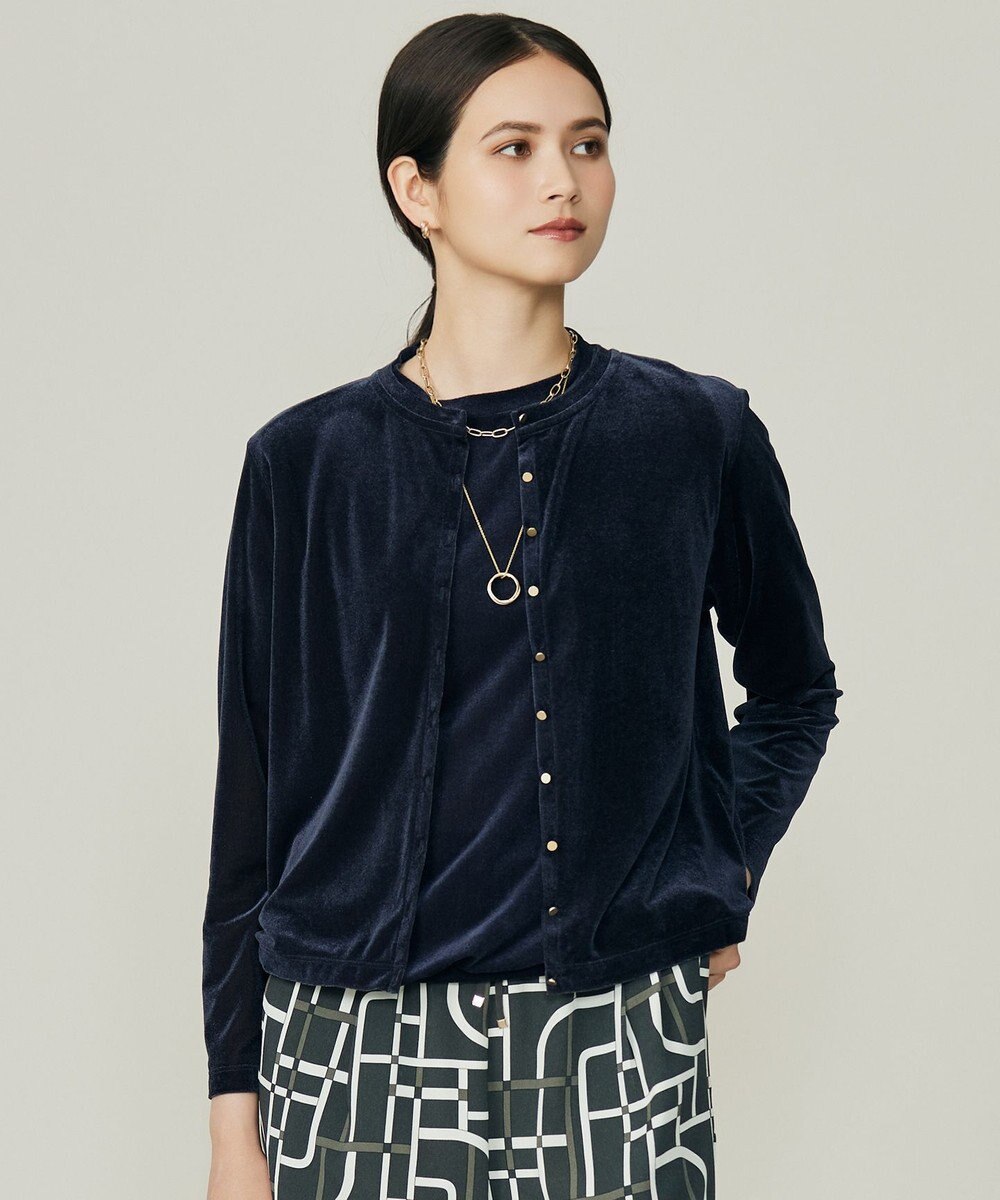 自由区 L シアーベロア カーディガン 