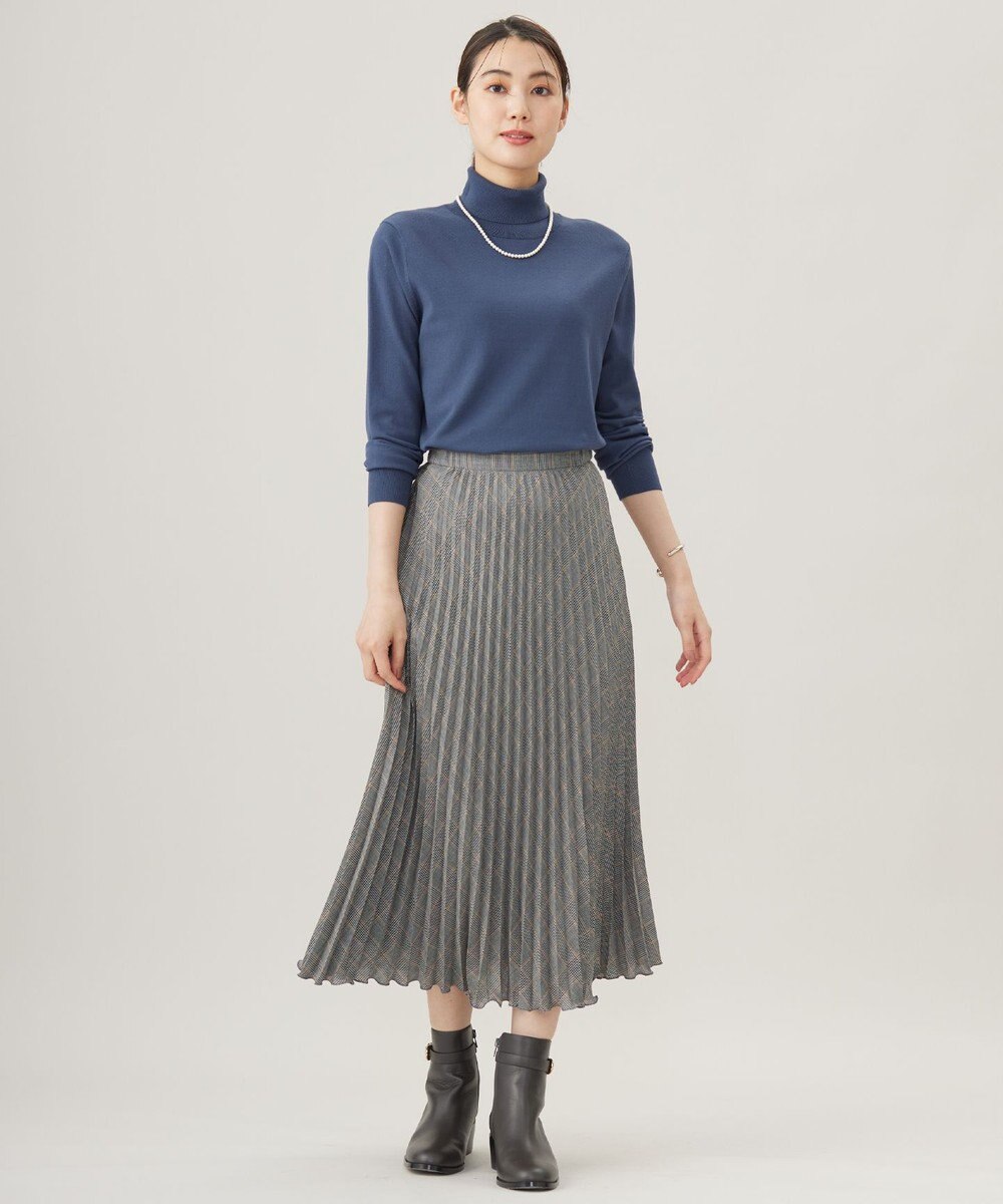 J.PRESS LADIES L 【洗える】テトロンレーヨンビエラ チェック プリーツ スカート 