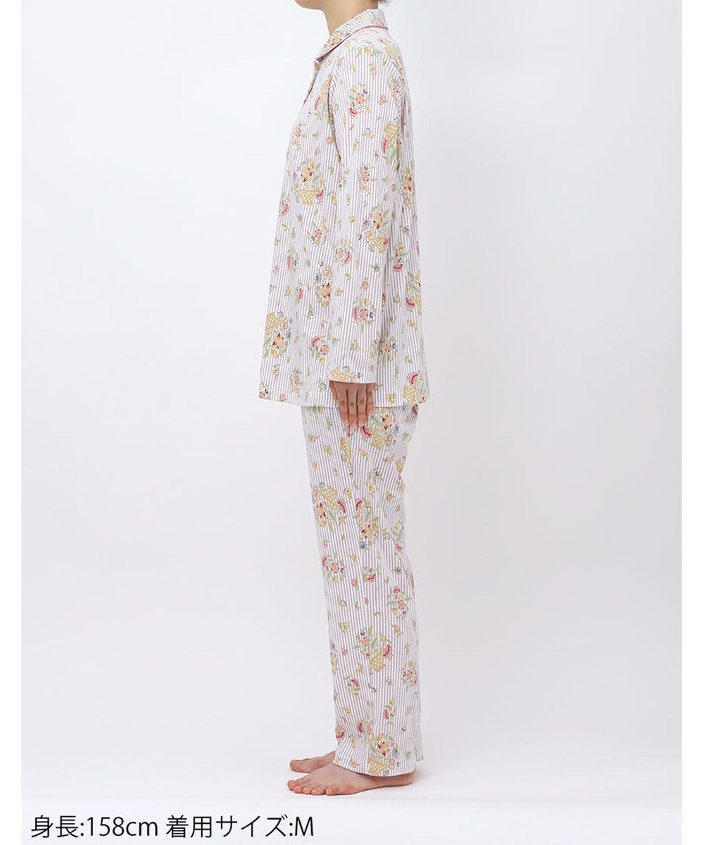 WACOAL パジャマ 長袖 長ズボン 綿100%(本体) スムース素材 ミントン レディース NDX561 /ワコール 