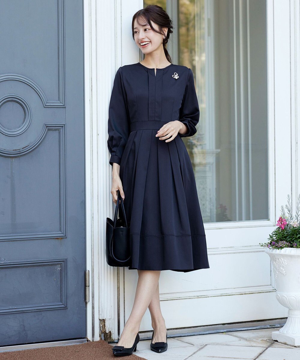 Tiaclasse L 【セレモニー・XSサイズ(5号)追加・新色追加・洗える】キーネックフレアワンピース 