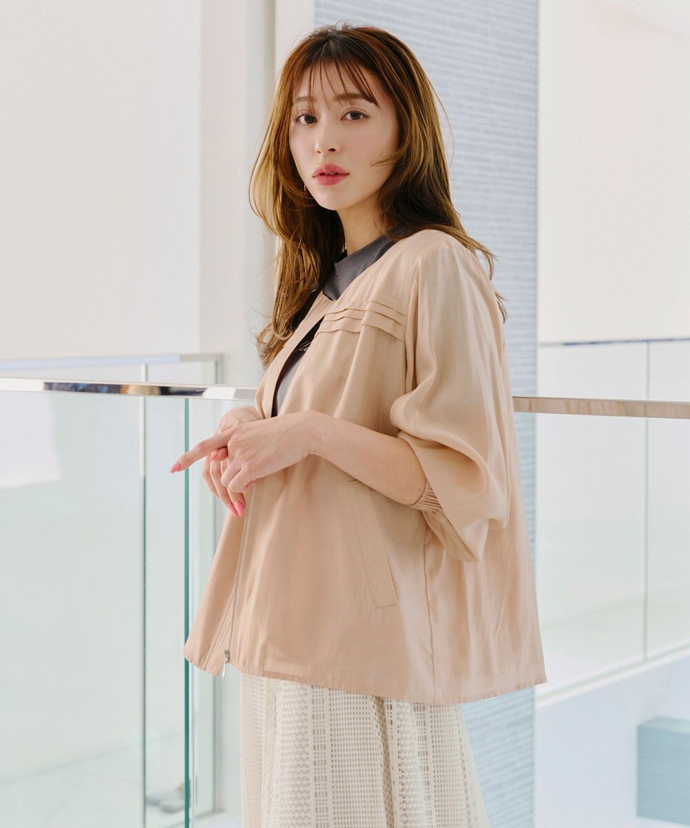 Tiaclasse 【洗える】 シアーピンタックブルゾン 