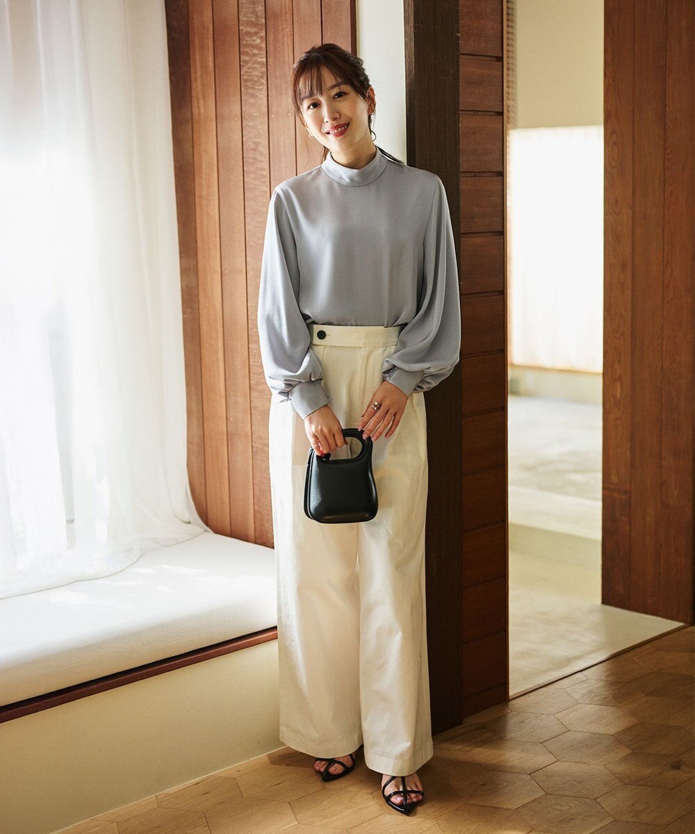 #Newans 【ストレッチ】〈花乃まりあさんコラボ〉ハイネックブラウス 