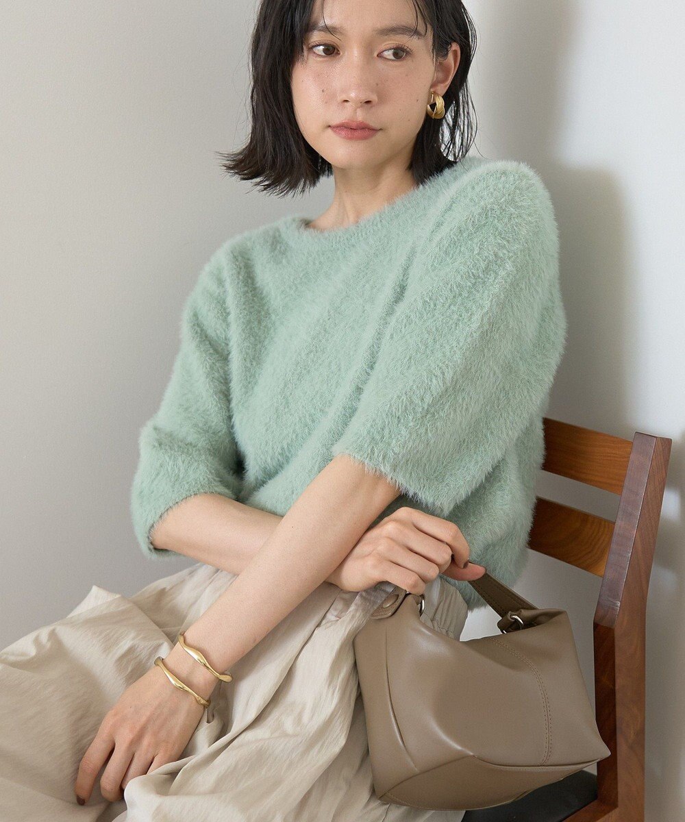 AMERICAN HOLIC フェザー半袖ニットプルオーバー 