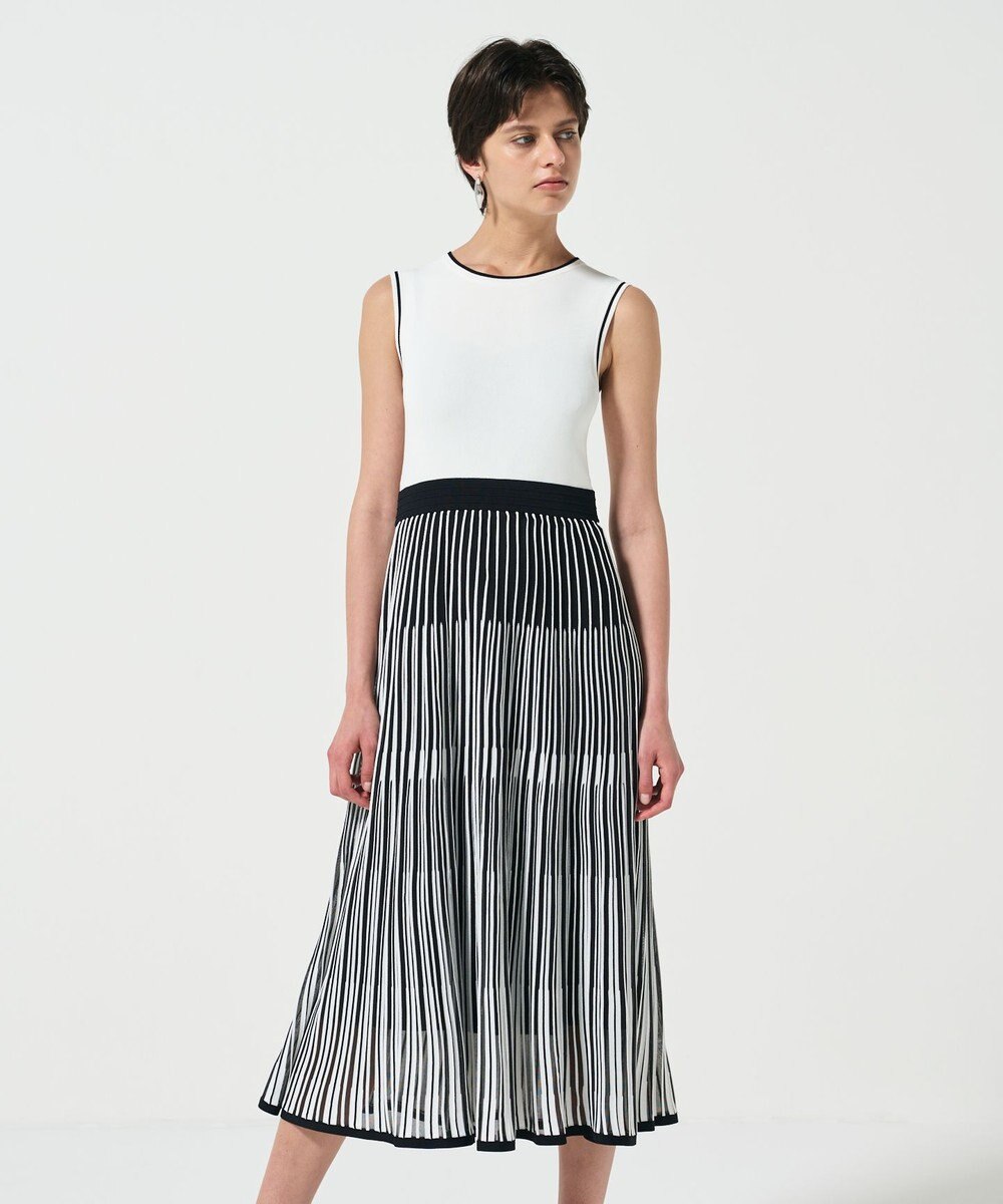 GRACE CONTINENTAL バイカラーシアーニットワンピース 