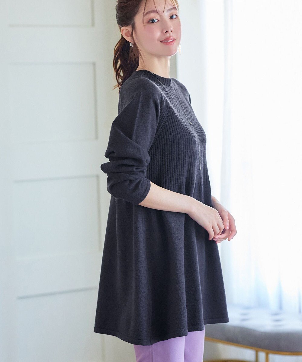 Tiaclasse 【新色追加・洗える】ミドルリブニットチュニック 