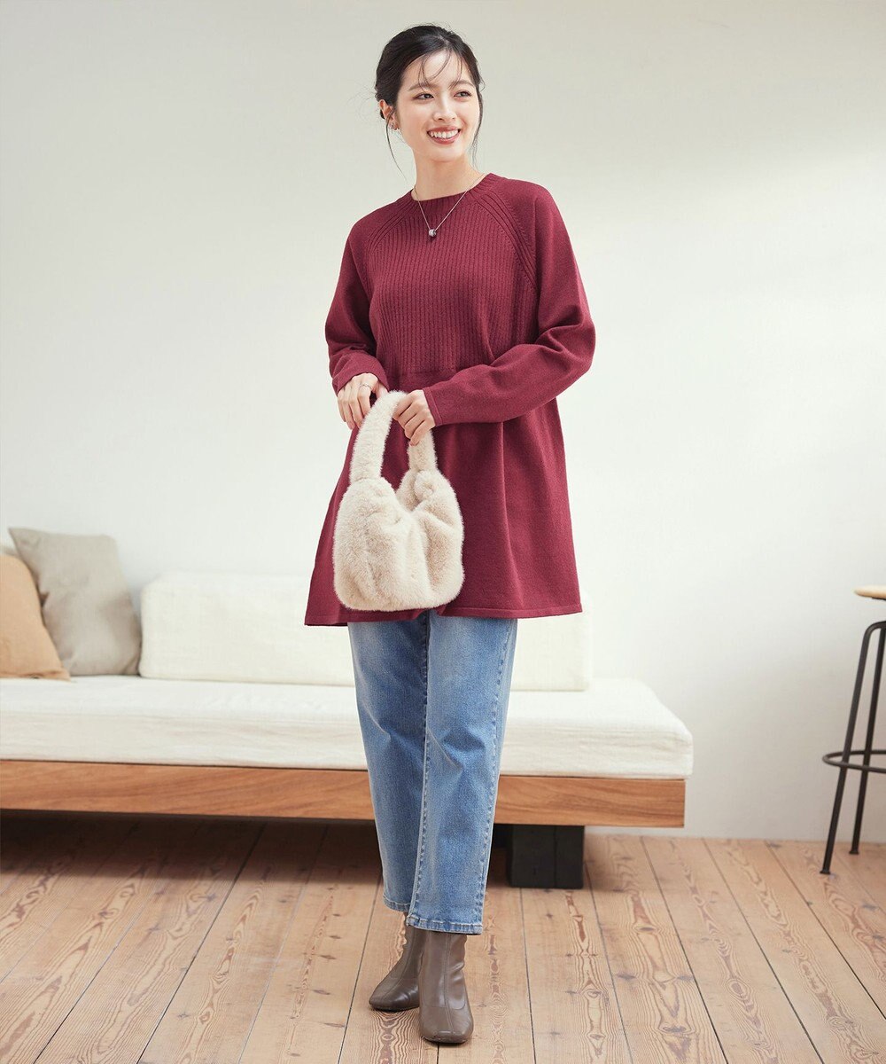 Tiaclasse 【新色追加・洗える】ミドルリブニットチュニック 