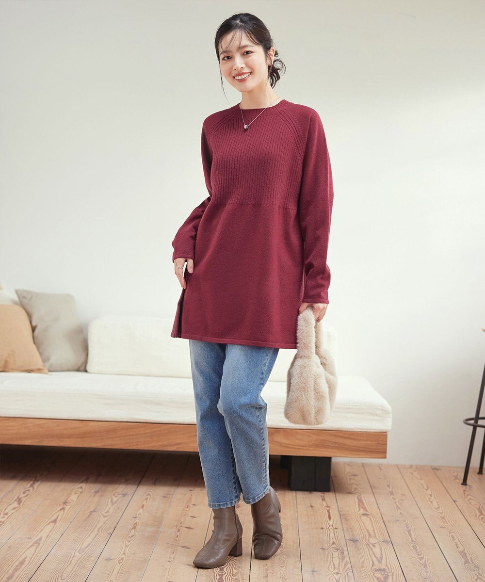 Tiaclasse 【新色追加・洗える】ミドルリブニットチュニック 