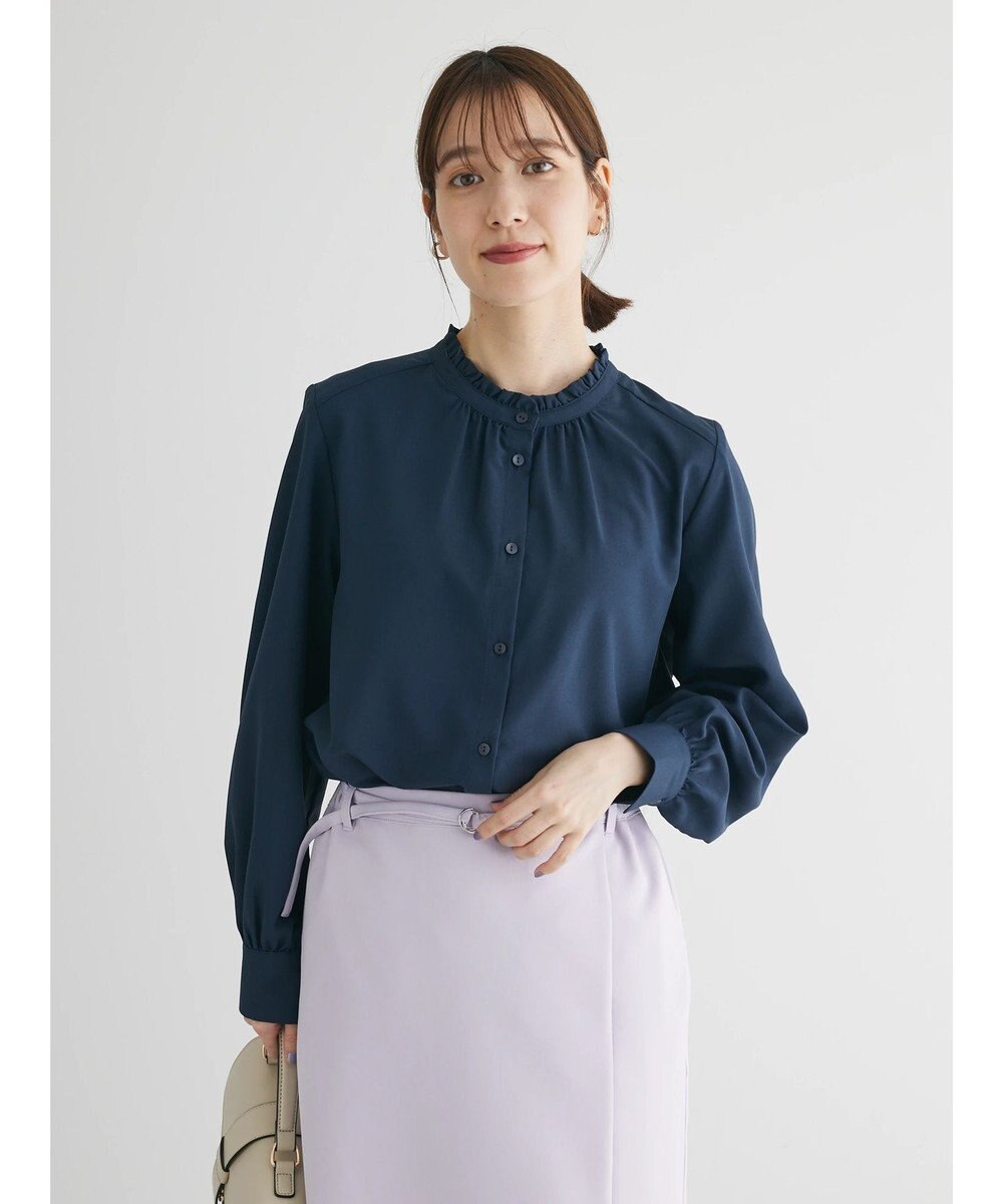 Green Parks ＢＰ　ケア楽　スタンドフリルブラウス 