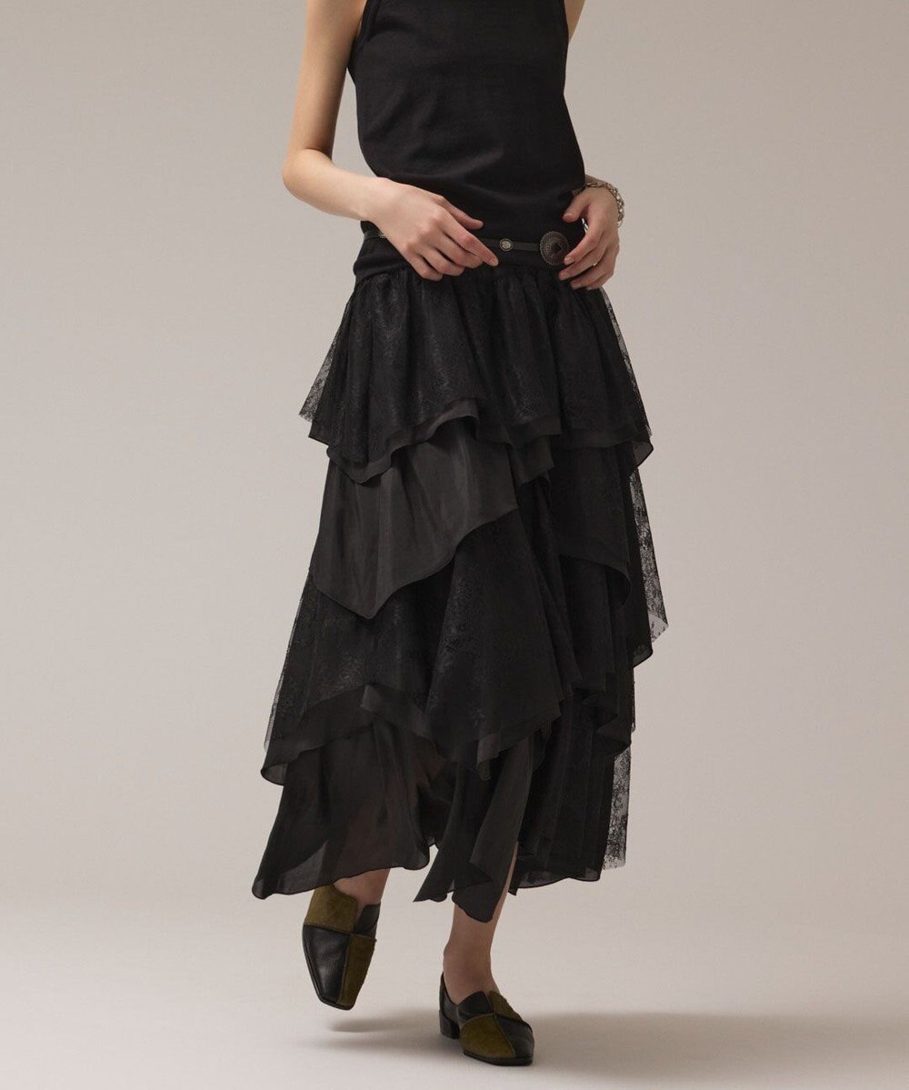 GRACE CONTINENTAL レースコンビティアードスカート 