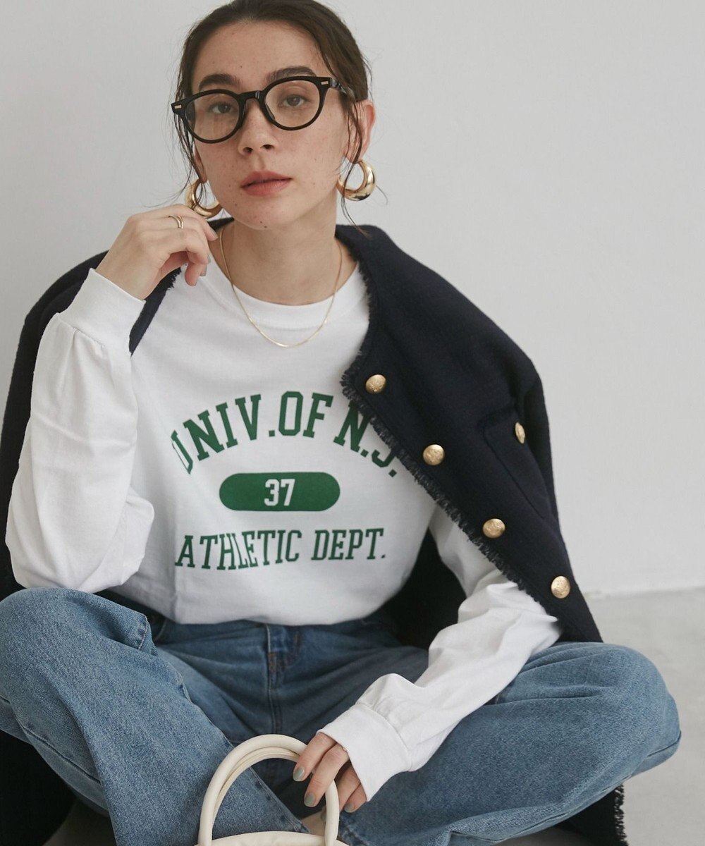 WEGO 【ANGIE VINTAGE】GILDAN カレッジロゴ オーバーサイズ プリント ロンT 