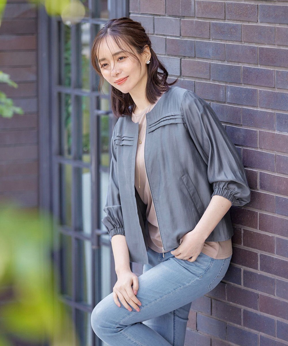 Tiaclasse 【洗える】 シアーピンタックブルゾン 