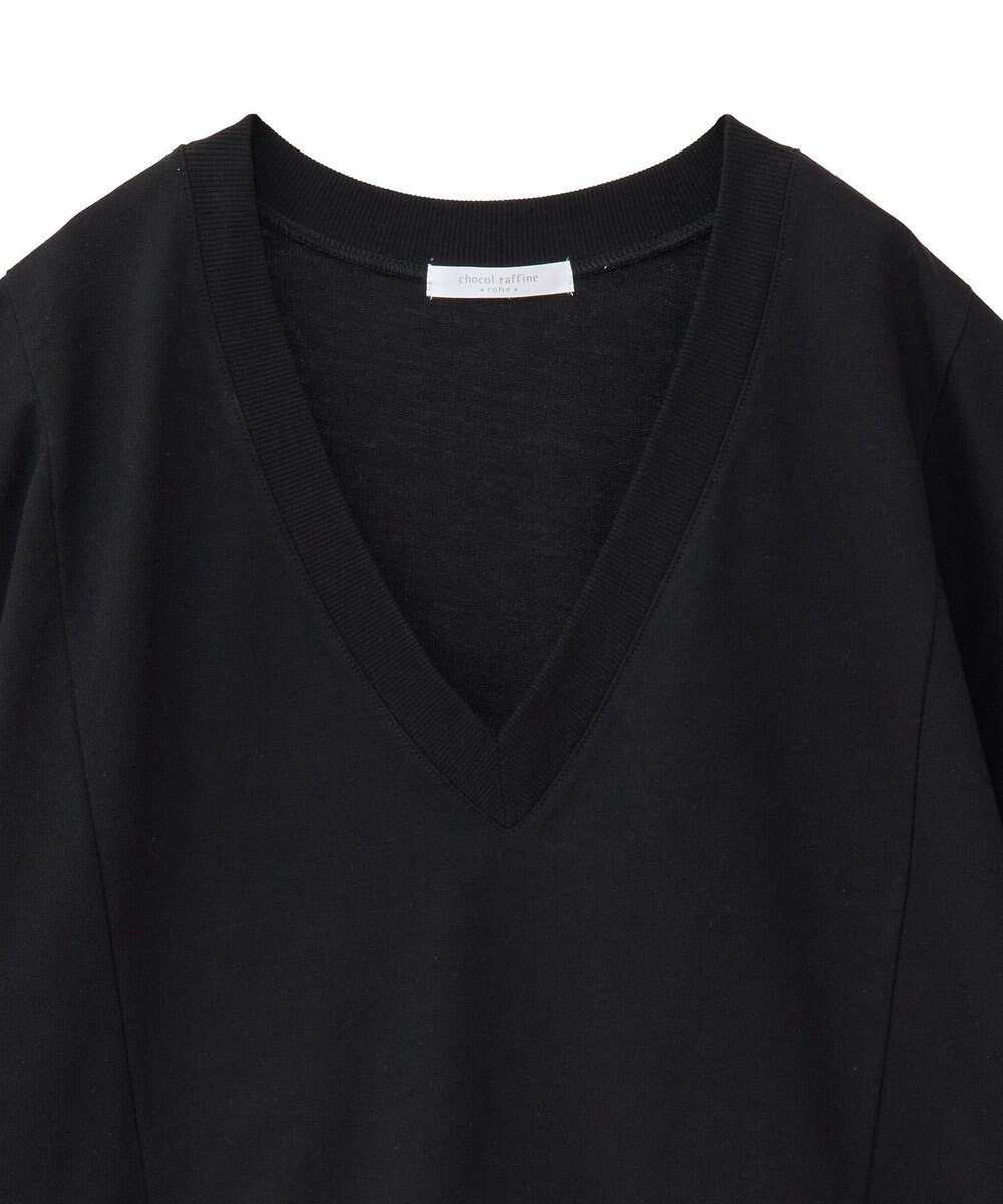 Green Parks 深Ｖネックミニ裏毛フレンチスリーブプルオーバー 