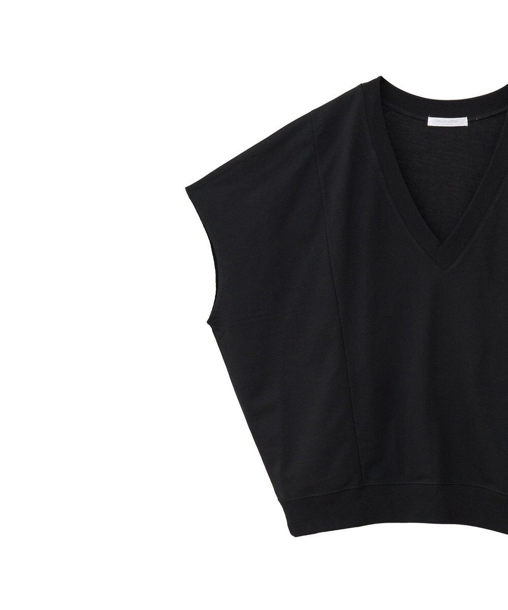 Green Parks 深Ｖネックミニ裏毛フレンチスリーブプルオーバー 