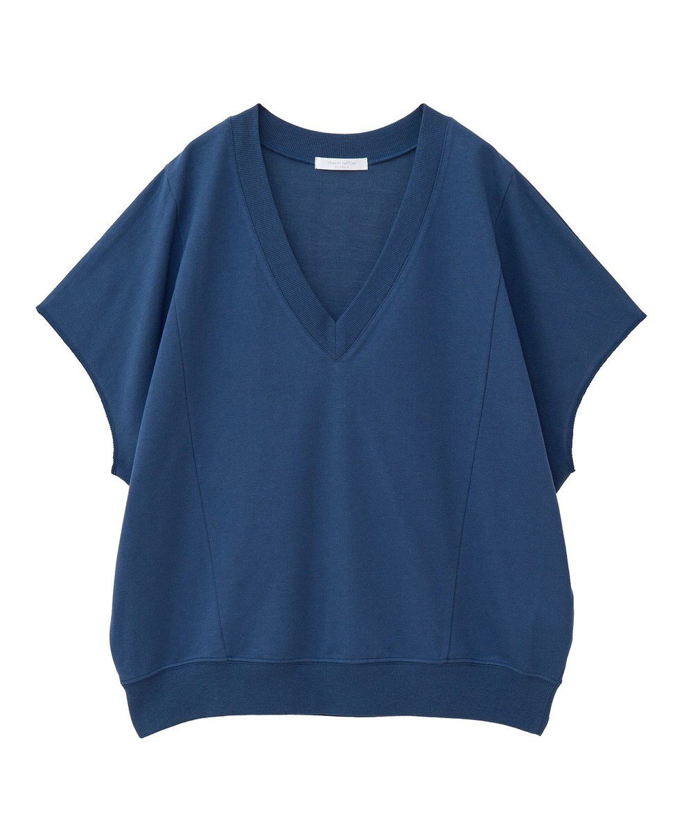 Green Parks 深Ｖネックミニ裏毛フレンチスリーブプルオーバー 