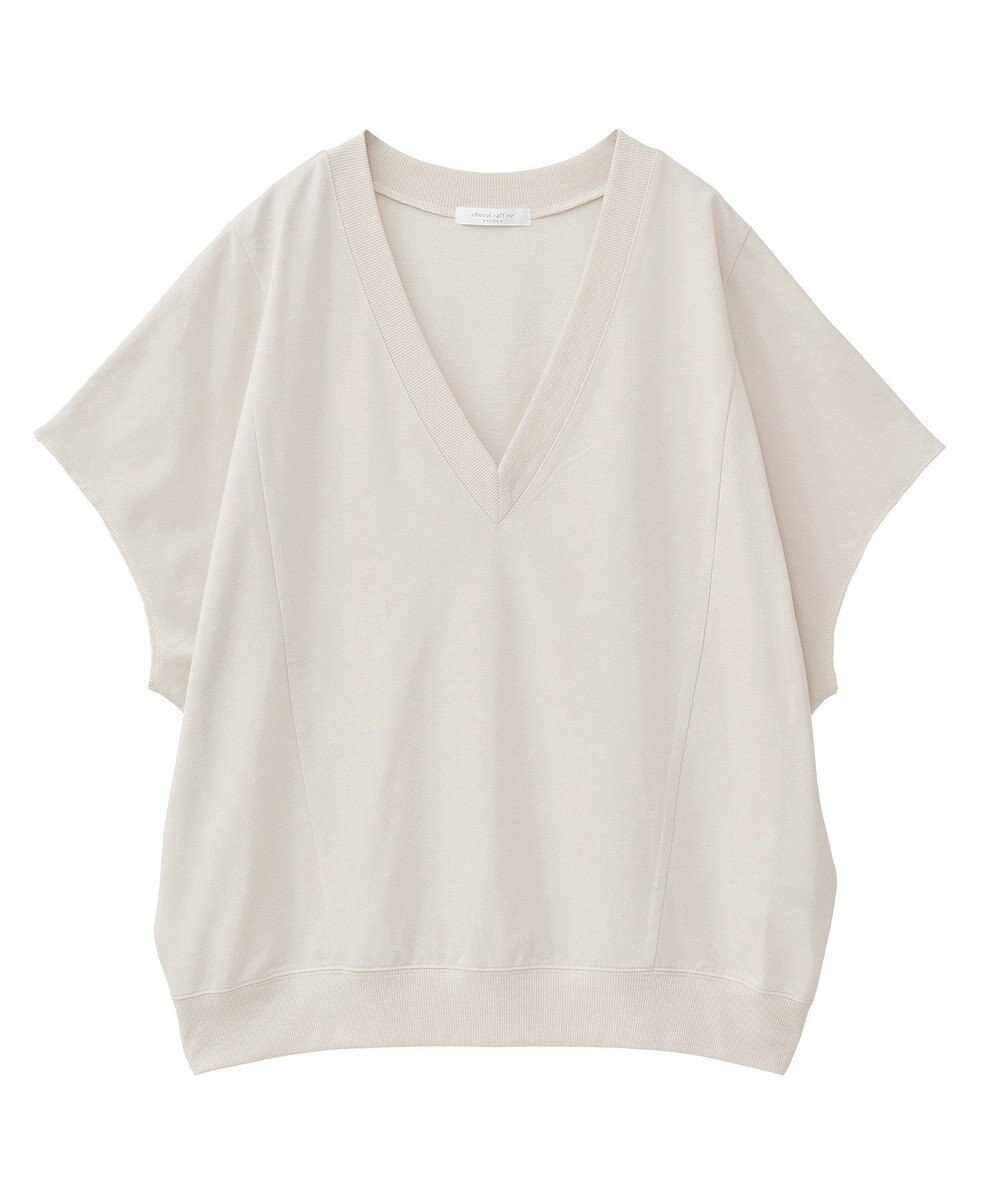 Green Parks 深Ｖネックミニ裏毛フレンチスリーブプルオーバー 