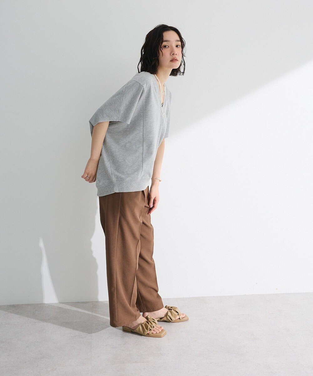 Green Parks 深Ｖネックミニ裏毛フレンチスリーブプルオーバー 