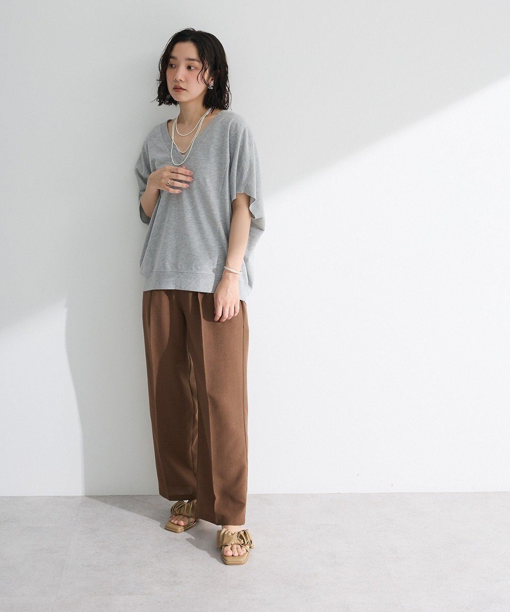 Green Parks 深Ｖネックミニ裏毛フレンチスリーブプルオーバー 