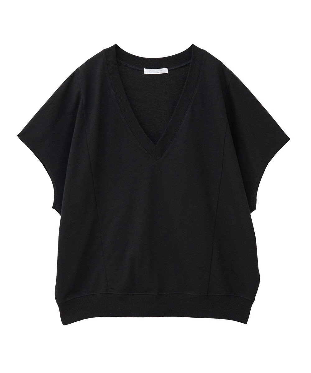 Green Parks 深Ｖネックミニ裏毛フレンチスリーブプルオーバー 