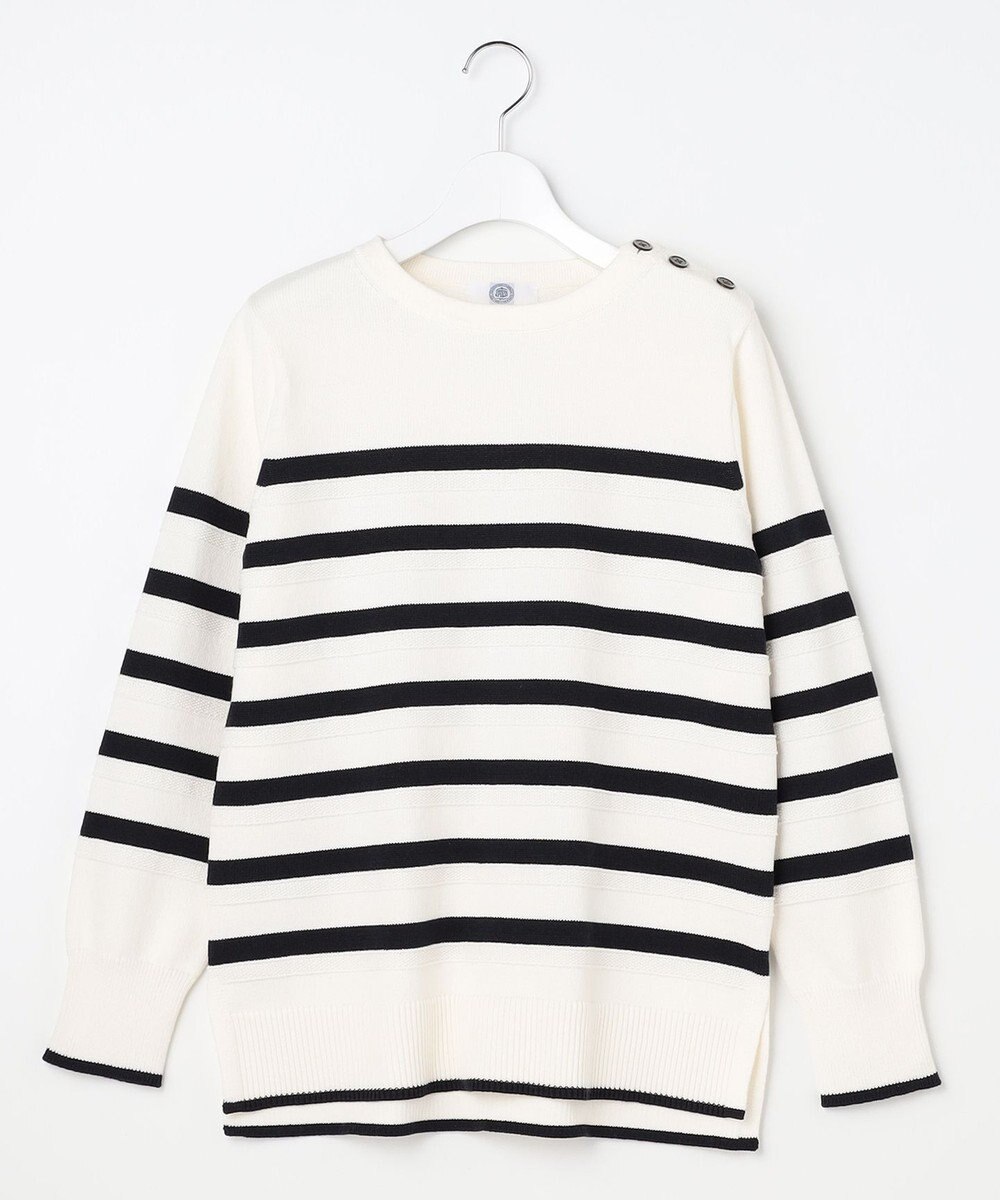 J.PRESS LADIES L Cotton Polyester カラーボーダー ニット 