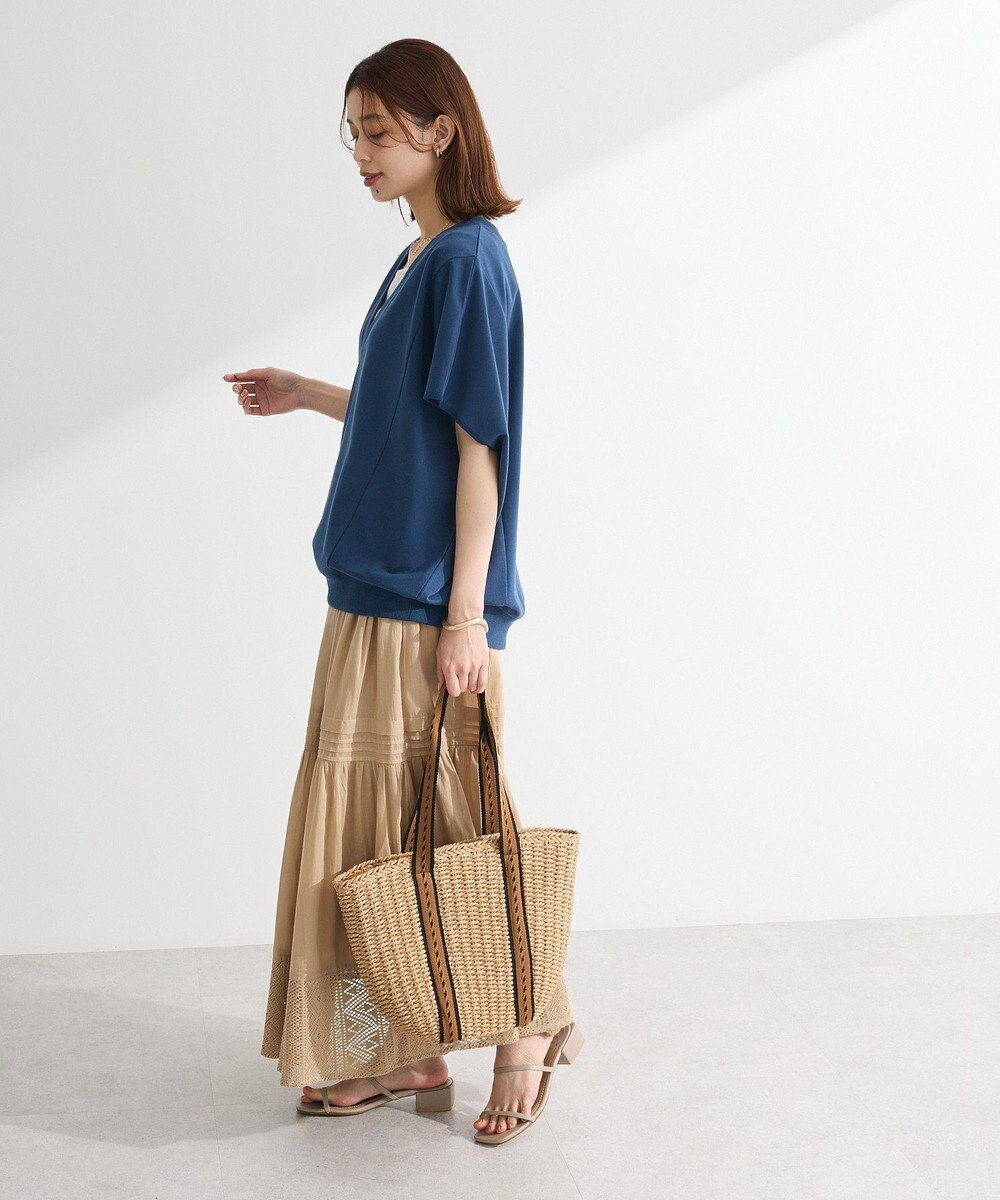 Green Parks 深Ｖネックミニ裏毛フレンチスリーブプルオーバー 