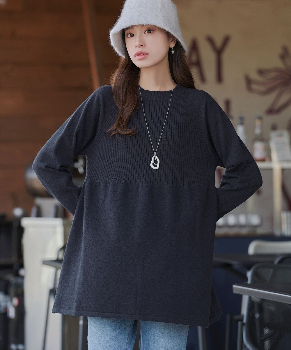 Tiaclasse 【新色追加・洗える】ミドルリブニットチュニック 