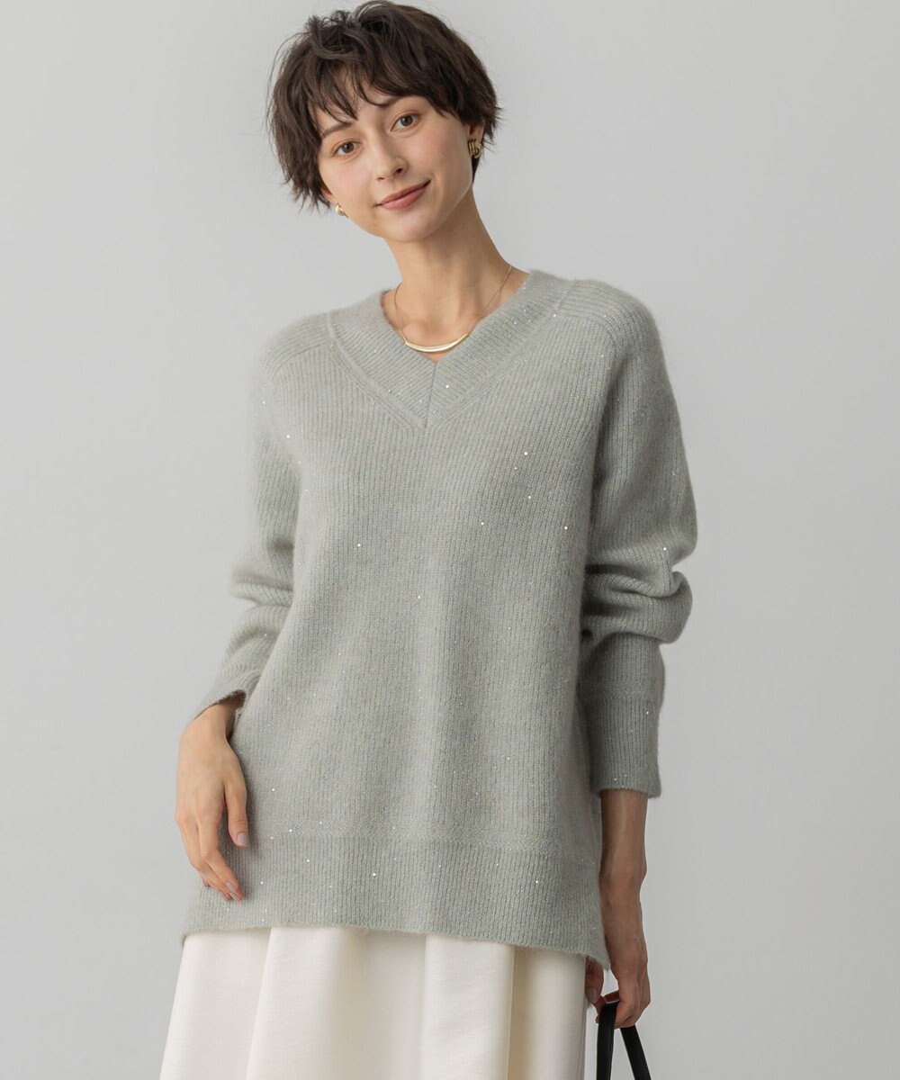 23区 モヘヤミックススパングル Vネック ニット 