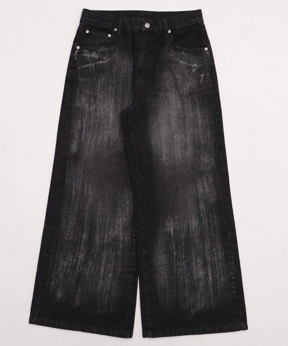 WEGO シルバープリントバギーフレアデニム 