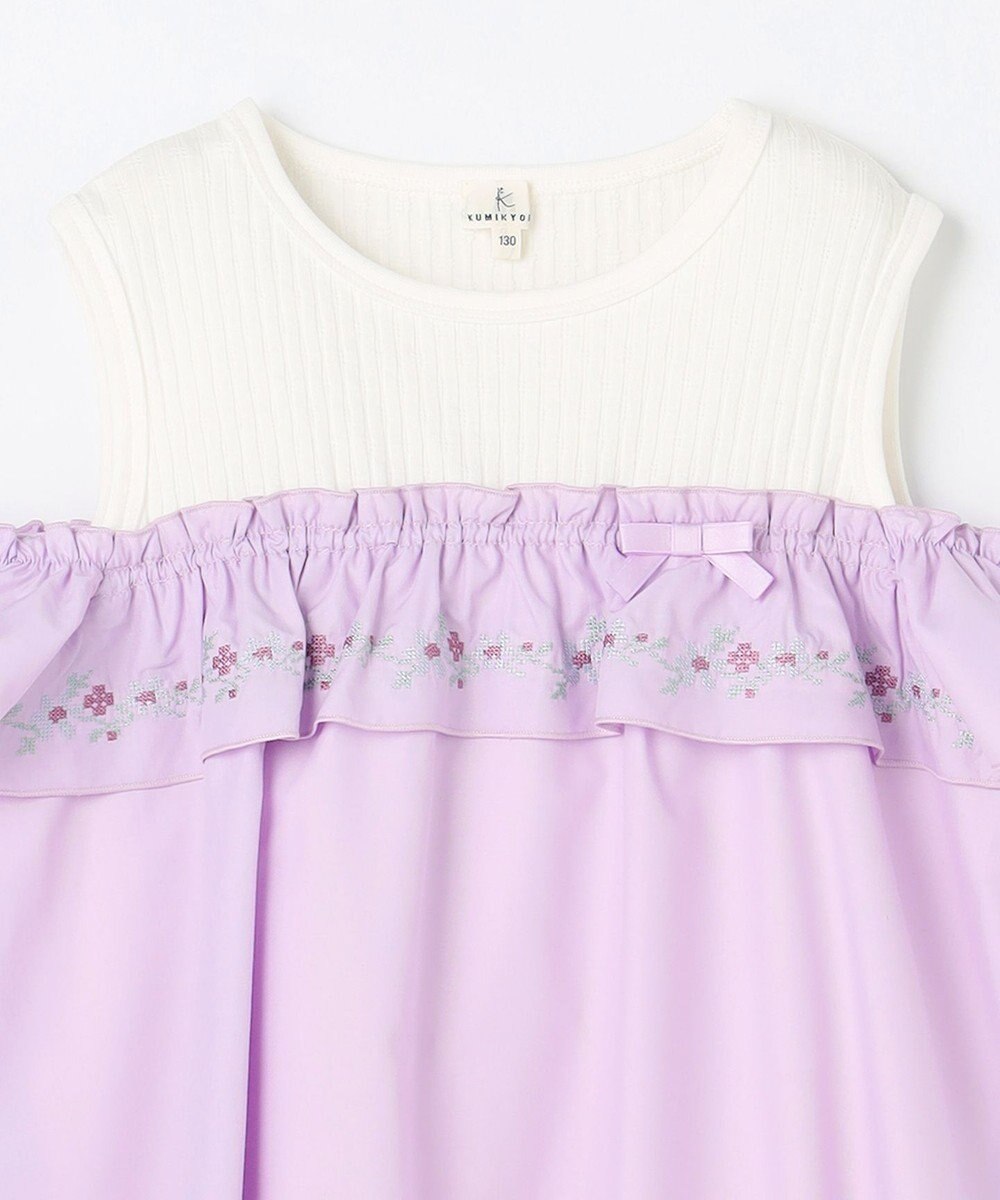 組曲 KIDS  【90-100㎝】 クロスステッチオフショルトップス 