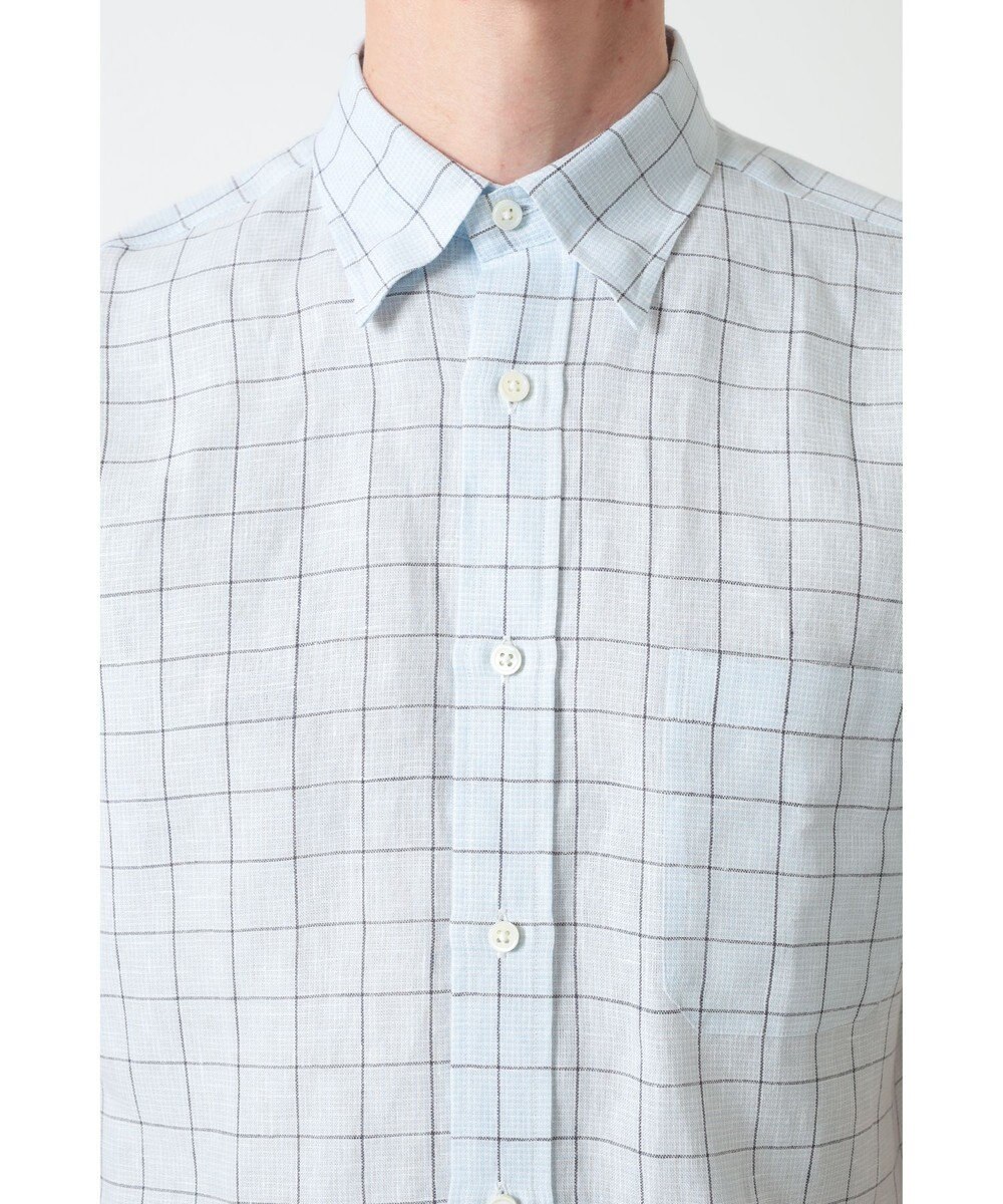 DAKS リネンチェック 半袖シャツ 