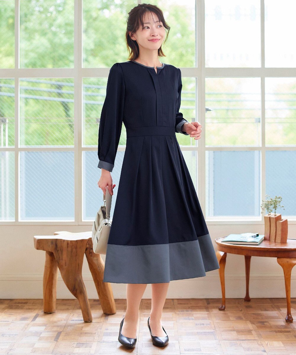 Tiaclasse L 【セレモニー・XSサイズ(5号)追加・新色追加・洗える】キーネックフレアワンピース 