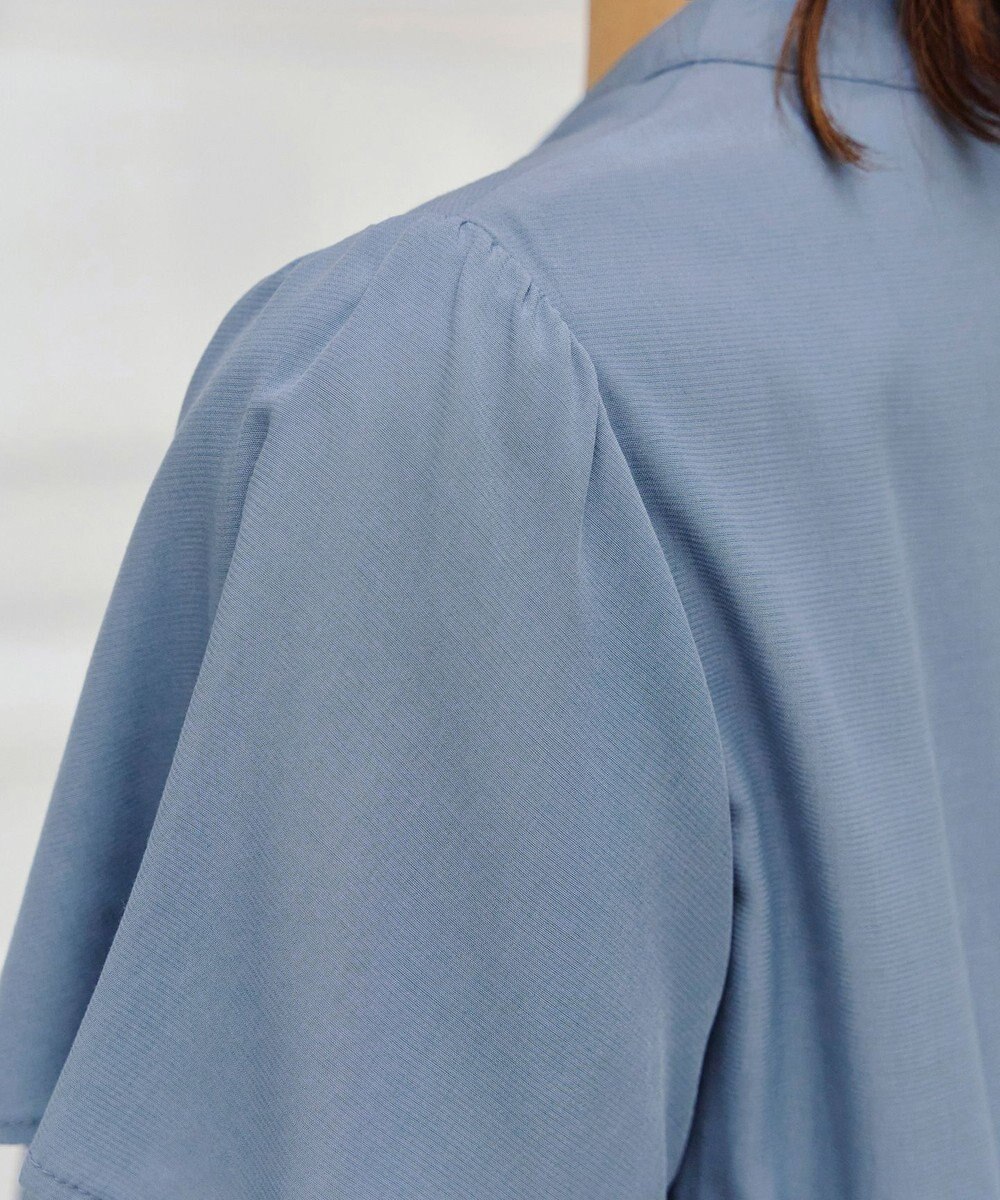 Tiaclasse 【洗える】バンドカラーティアードシャツチュニックブラウス 