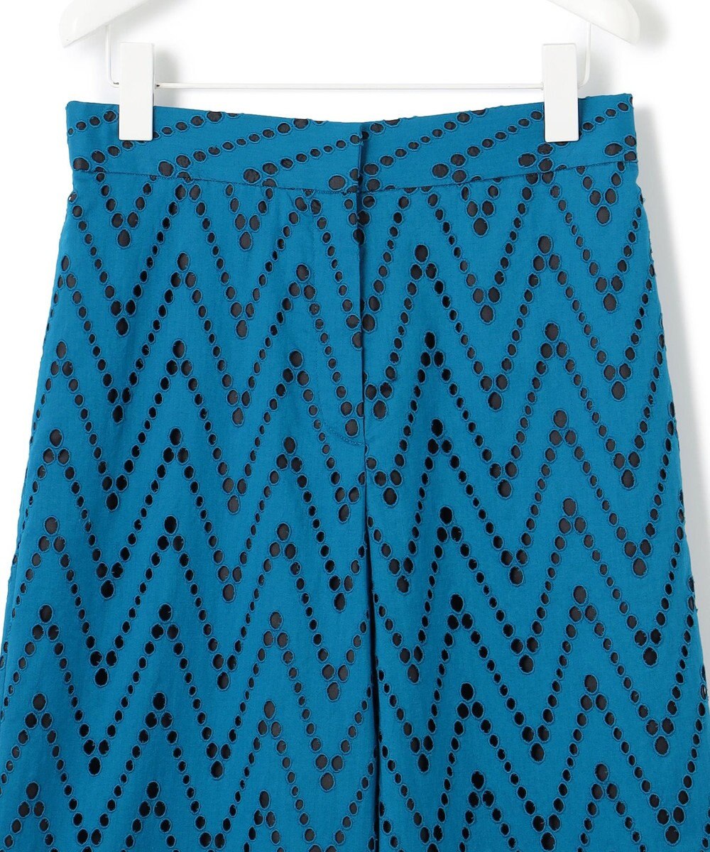 ICB 【洗える】 ヘリンボーンエンブロイダリー ワイドストレートパンツ 