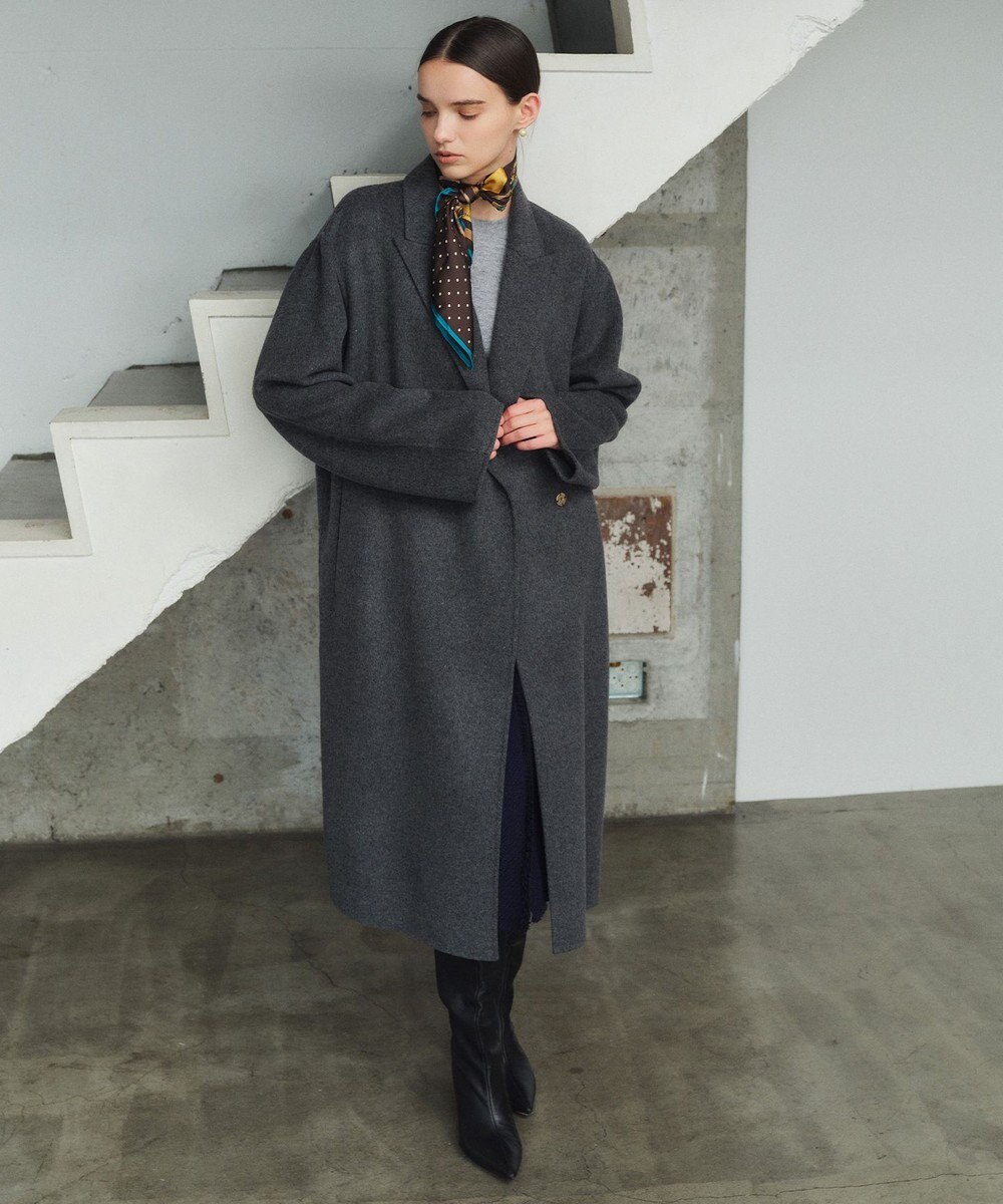 BEIGE， MULLIN / ウールツイードフロントベントスカート 