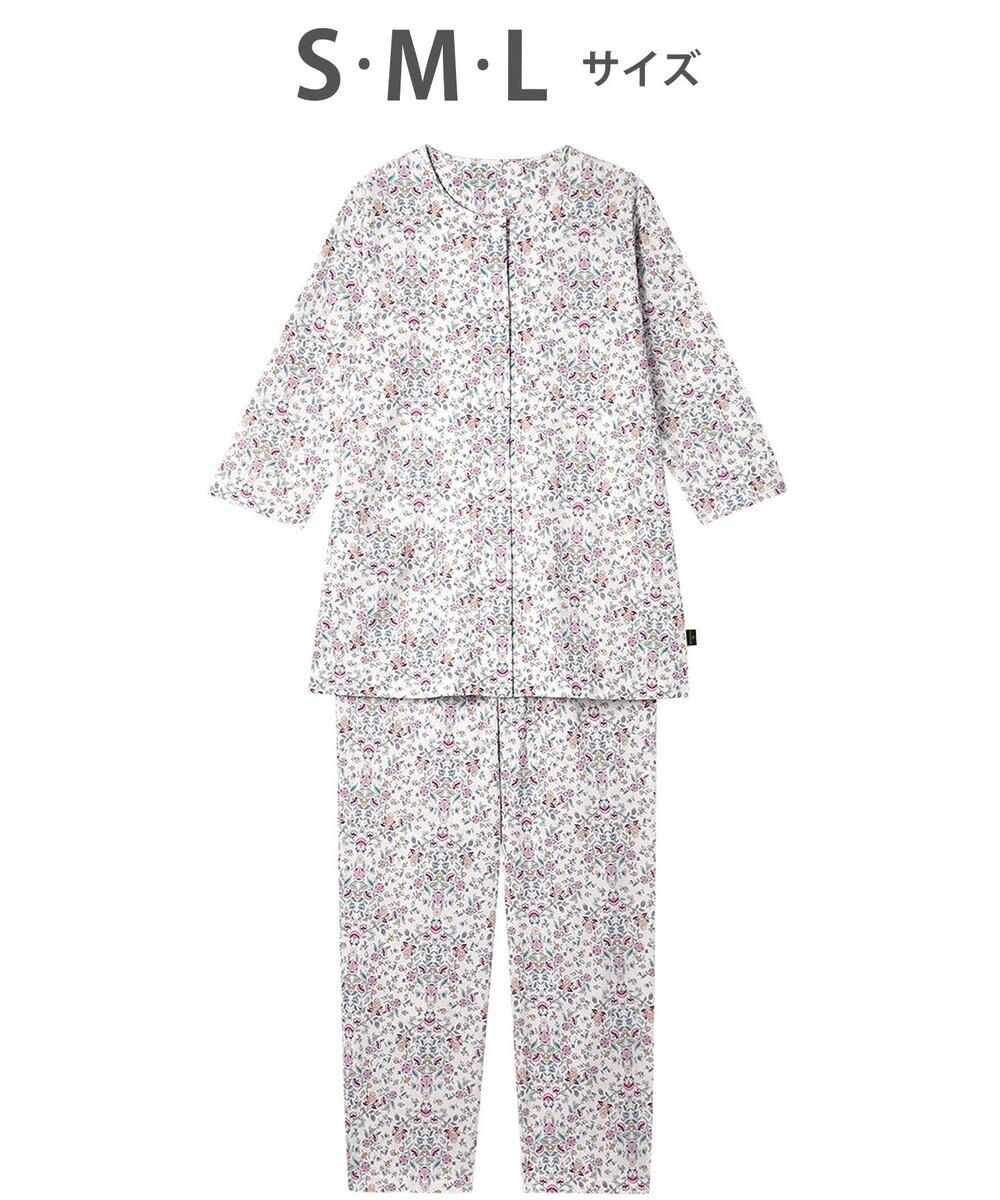 WACOAL ワコール_リラックス＆スリープ パジャマ 7分袖 長袖 長ズボン 綿100%(本体) ミントン レディース NDT256 /ワコール 