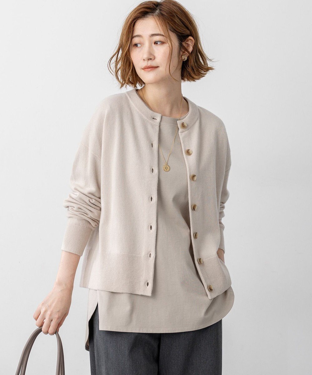 23区 L 【見上愛さん着用/STORY掲載】ピュアカシミヤ クルーネック カーディガン 