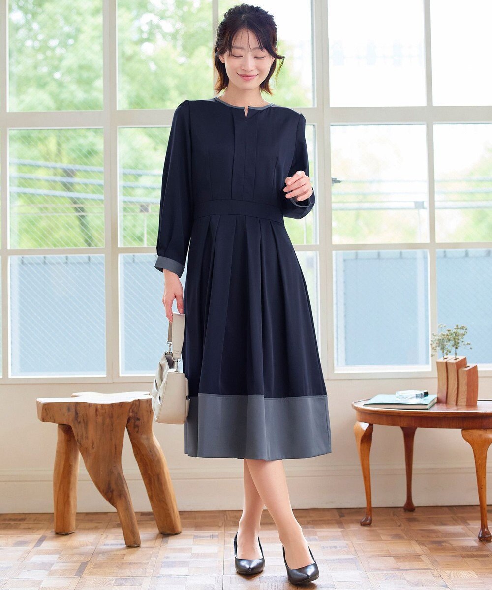 Tiaclasse L 【セレモニー・XSサイズ(5号)追加・新色追加・洗える】キーネックフレアワンピース 