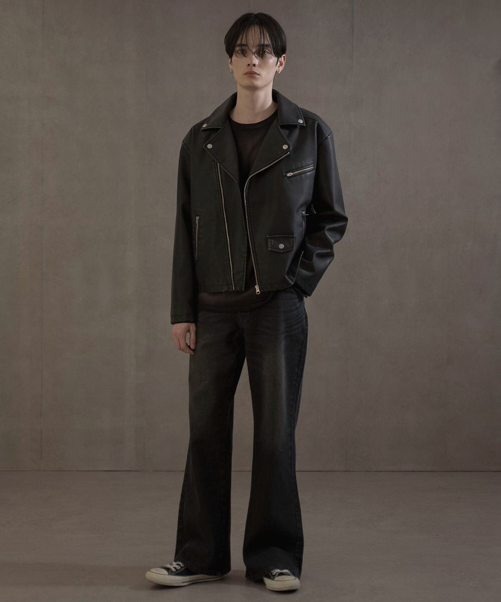 WEGO ボタンフライローライズフレアデニム 