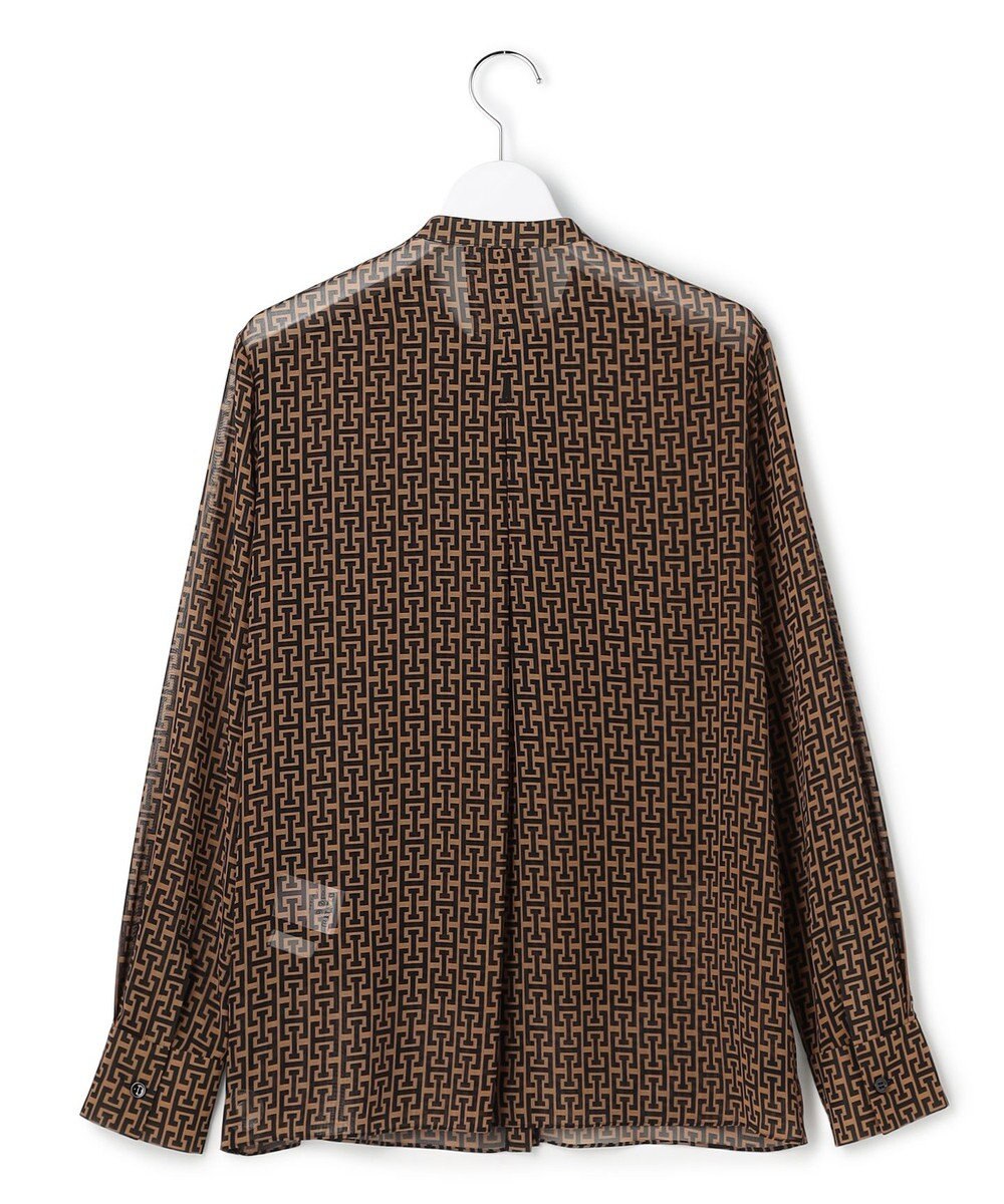 ICB 【30th ANNIVERSARY】 モノグラムプリントシフォン バンドカラーブラウス 