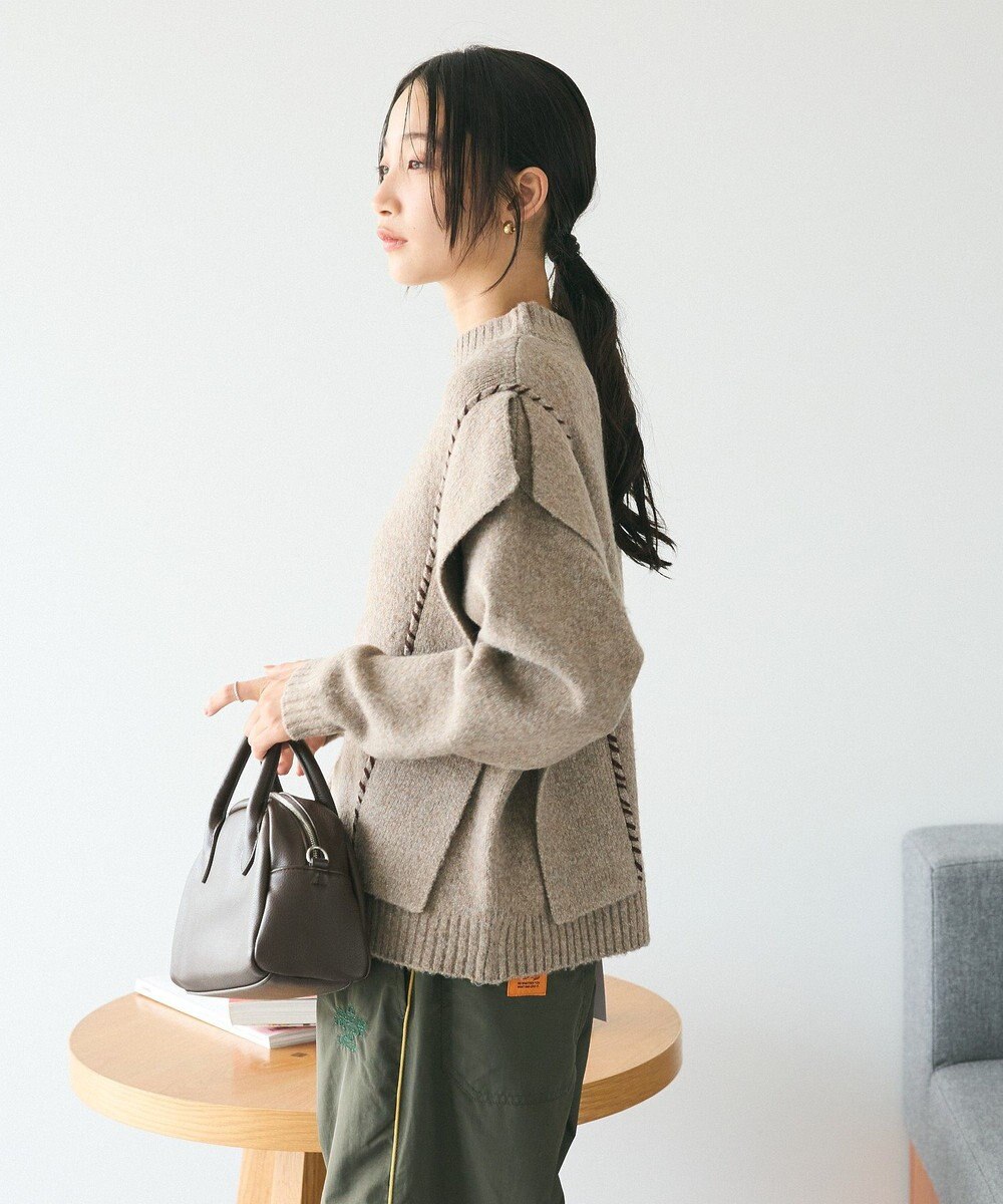 CRAFT STANDARD BOUTIQUE 洗える/ハンドステッチデザインニットプルオーバー 