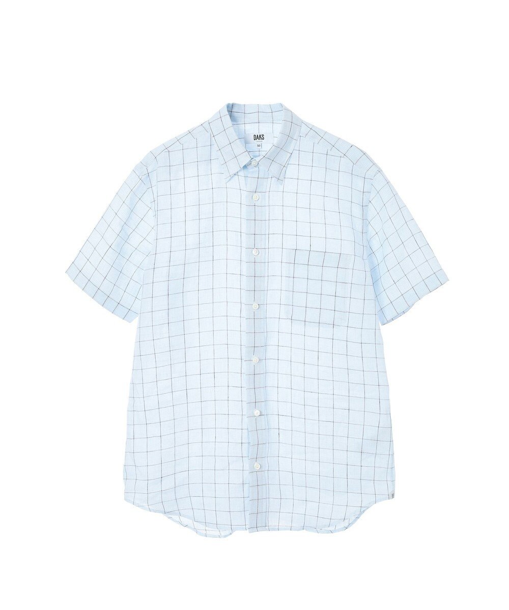 DAKS リネンチェック 半袖シャツ 