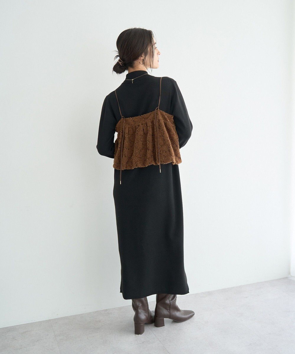 YECCA VECCA 【2点SET】バルーンキャミ付きニットワンピース 