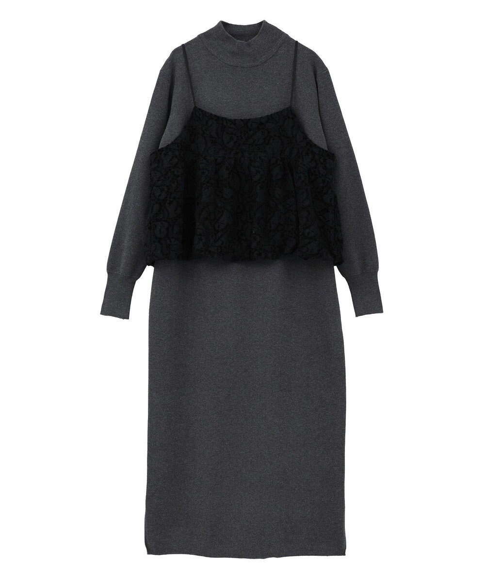 YECCA VECCA 【2点SET】バルーンキャミ付きニットワンピース 