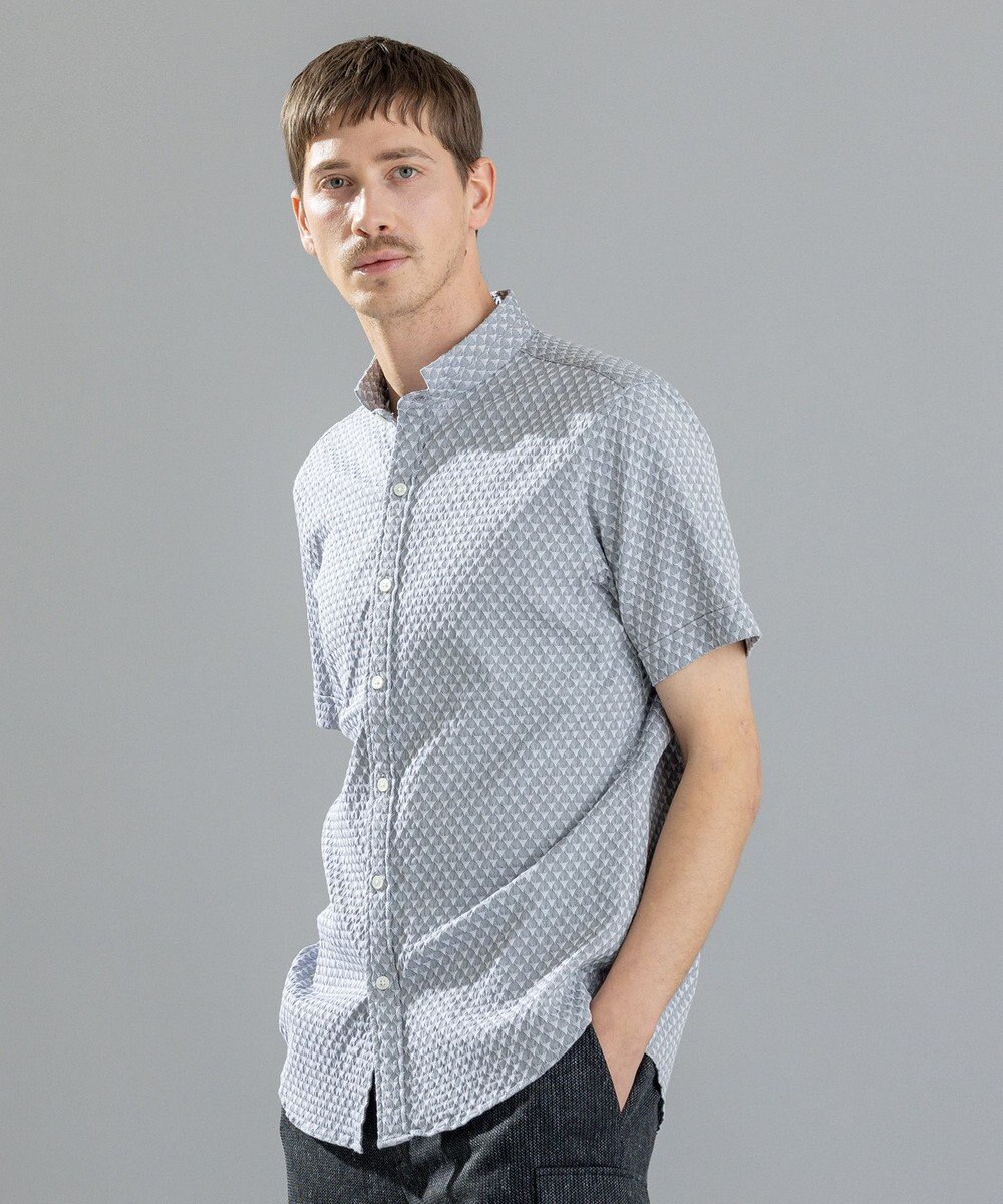 JOSEPH HOMME トライジャガードストレッチ   ウイングカラー半袖シャツ 